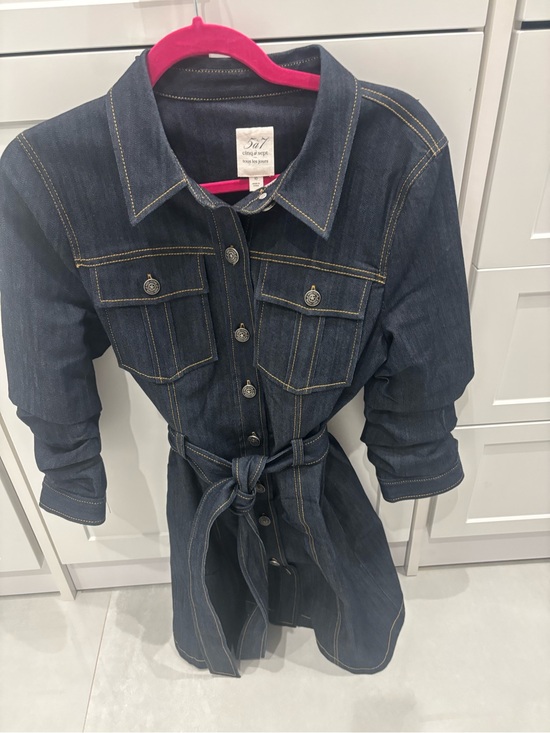 cinq a sept Dresses & Skirts - Cinq a Sept Dark Wash Denim Shirt Dress with Belt